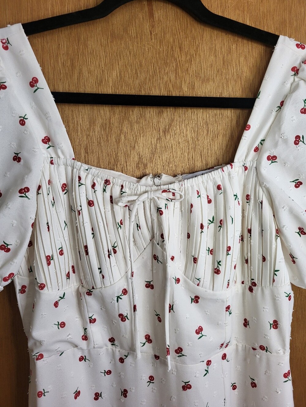 Petal And Pup Jill Cherry Print Milkmaid Midi Dress Shirred Bust Detail. Large - Picture 5 of 16